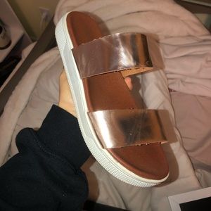 metallic platform sandal